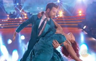 Race car driver James Hinchcliffe and Sharna Burgess on